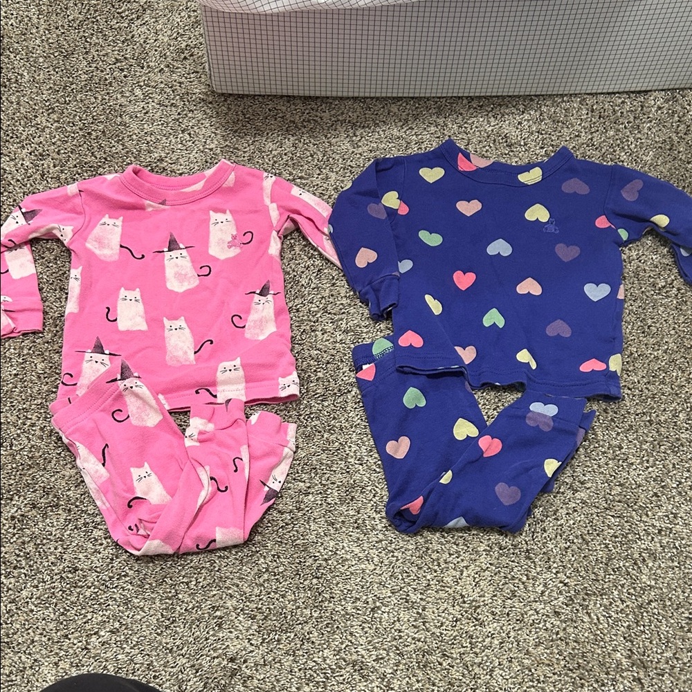 GAP baby Pink Cat & Navy Heart Pajama Set